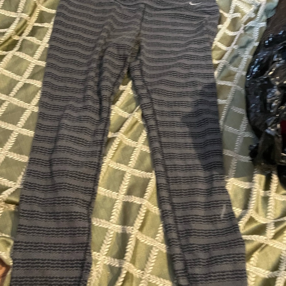 Nike Charcoal and Black Striped Leggings
